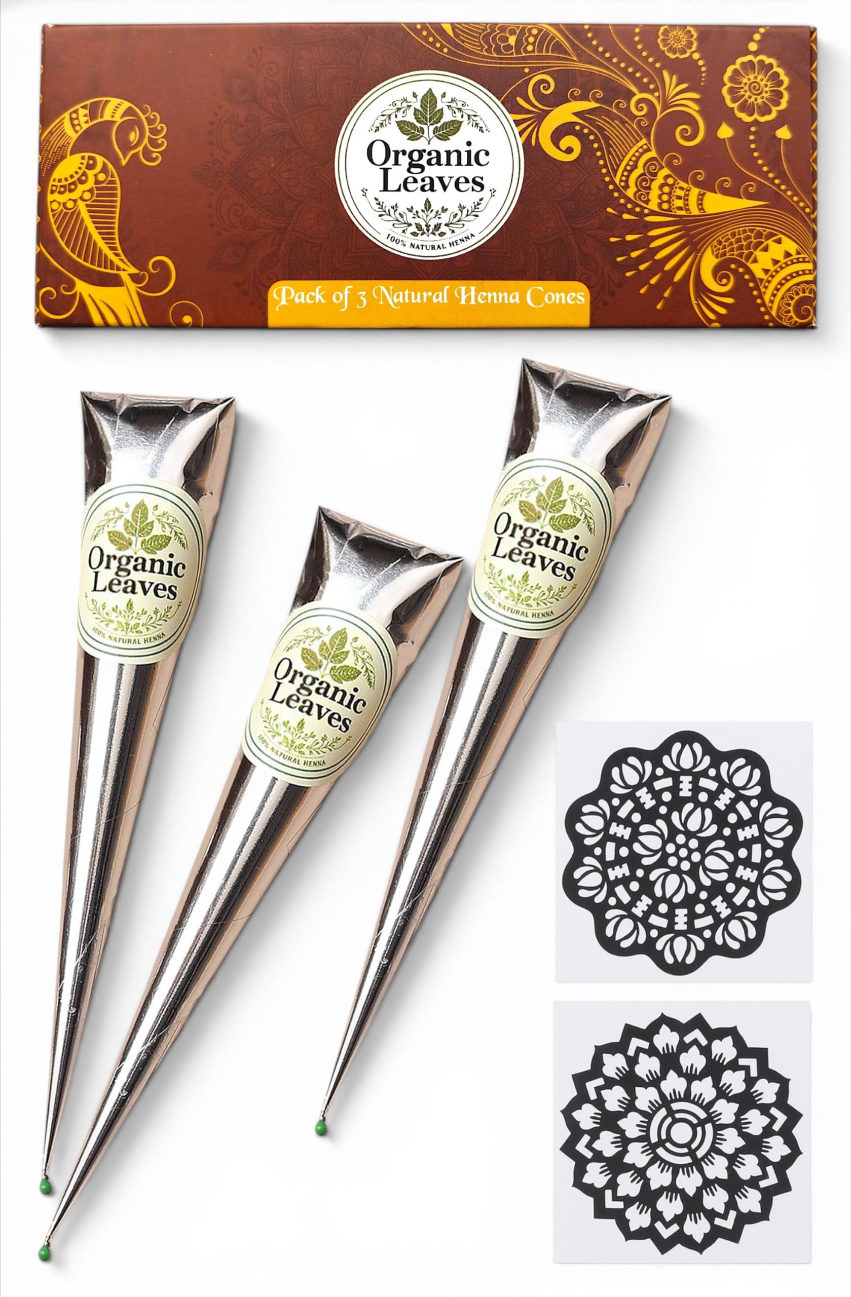 Amazon.com : Organic Leaves - Henna Cones 3 × 30 g Pack | Made